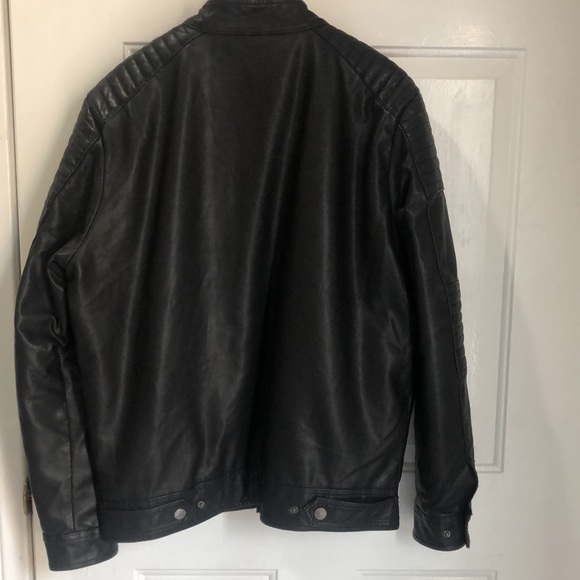 AMERICAN CULTURE Black Zip Front Faux Leather Jacket Long Sleeve size M - Picture 4 of 7